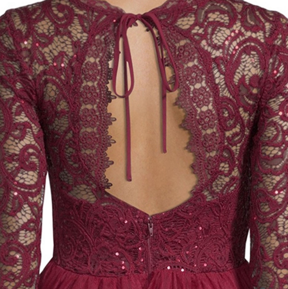 My Michelle Juniors Long Sleeve Merlot Dress - Picture 5 of 6